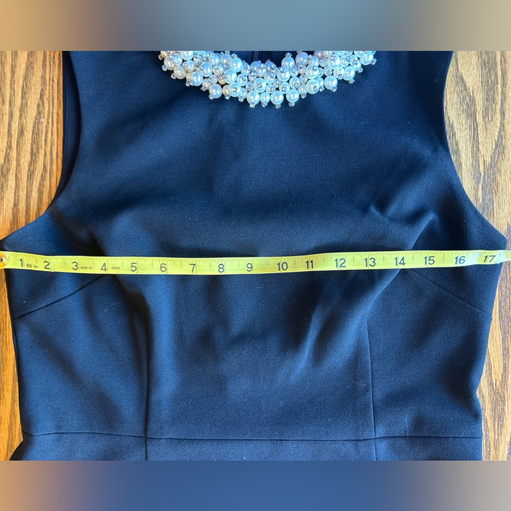 Betsey Johnson Black Sleeveless Mini Dress Pearl Beaded Embellishments Size 10 - Picture 6 of 13